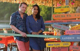 Death in Paradise shows DI Jack Mooney (Ardal O'Hanlon) and Florence (Josephine Jobert)