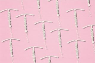 IUB Ballerine - IUD.Concept hormonal contraception on a pink background