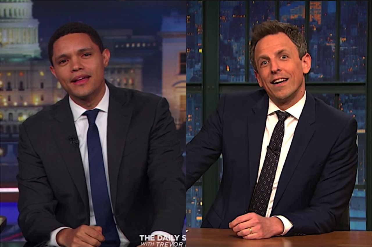 Seth Meyers and Trevor Noah roast Trump