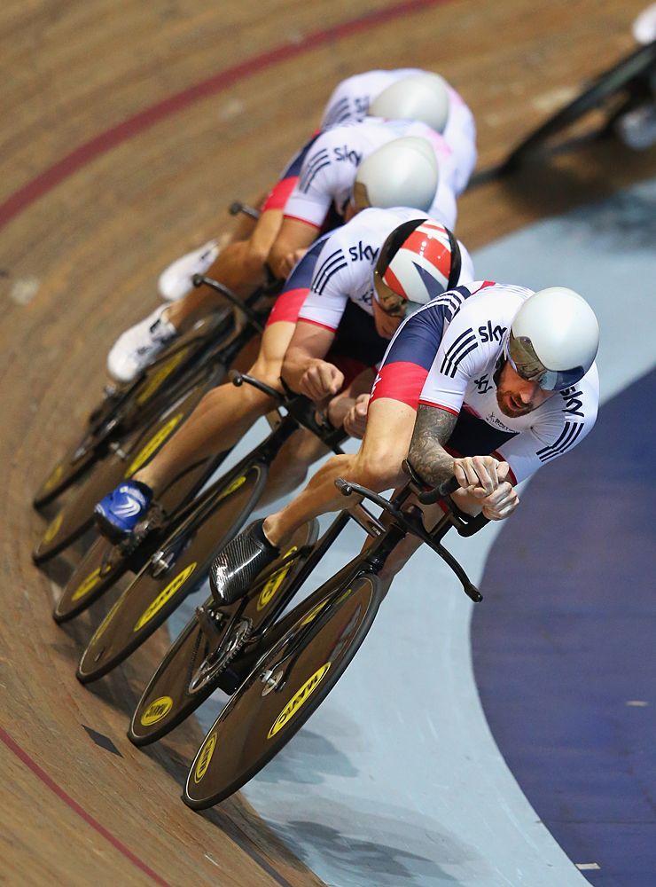 Team GB trains in the team pursuit