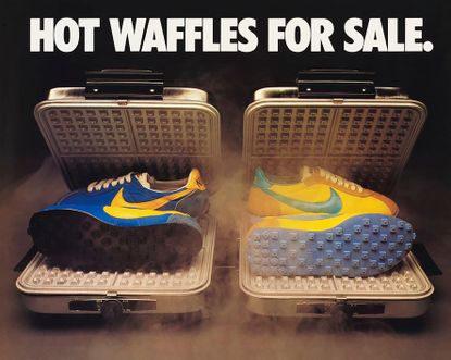 ‘Hot Waffles for Sale’ poster, featuring Nike Waffle Trainers, 1978