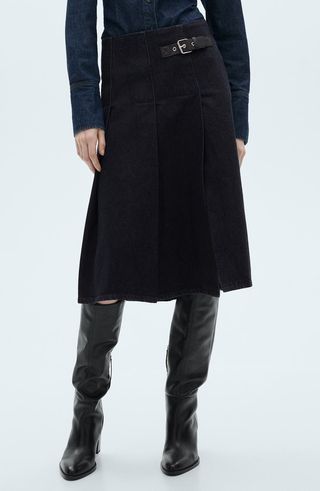 Mara Pleated Denim Skirt