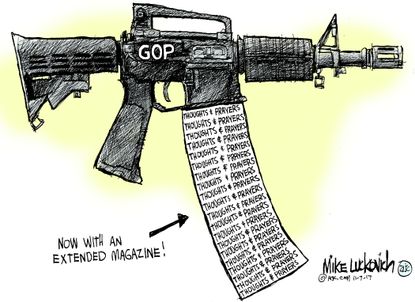 Political cartoon U.S. gun violence GOP thoughts and prayers