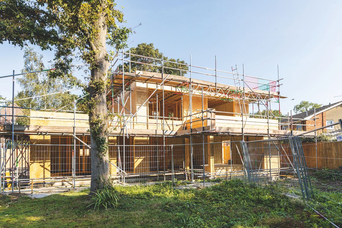 timber frame self build during construction 