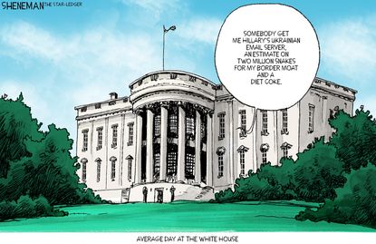 Political Cartoon U.S. Trump Hilary Ukraine Emails
