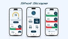 Three mobile phones with the Shot Scope app on them