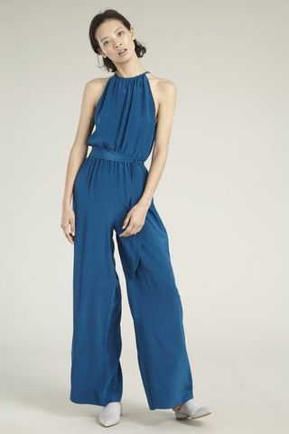 Clothing, Blue, One-piece garment, Shoulder, Dress, Waist, Overall, Standing, Cobalt blue, Aqua, 