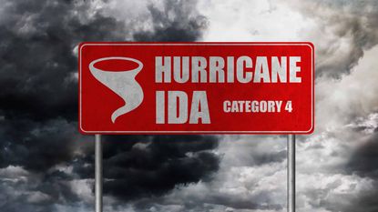 picture of a sign saying "Hurricane Ida Category 4"