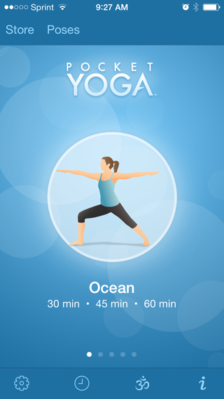 The Pocket Yoga apps offers different practices to help users meet different goals. "Ocean" practices are designed to give you a cardio workout.