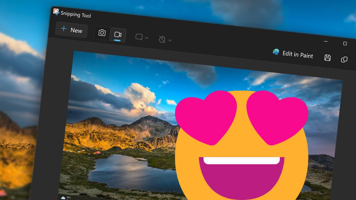 Windows 11 Snipping Tool with emoji