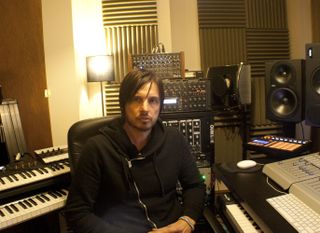 Producer Ade Fenton in his studio