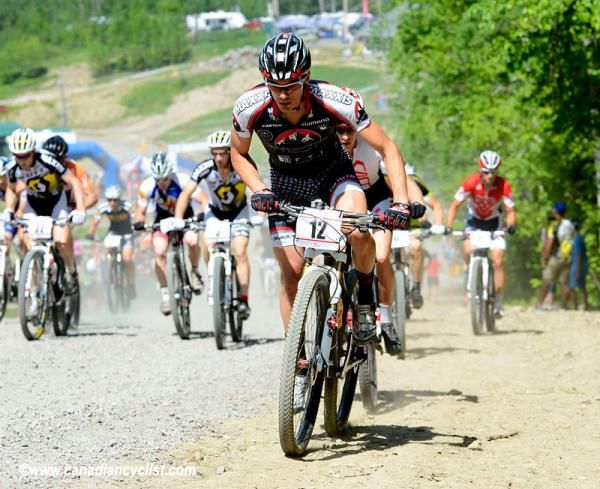 Raphael Gagne (Rocky Mountain Factory team) leading at the start