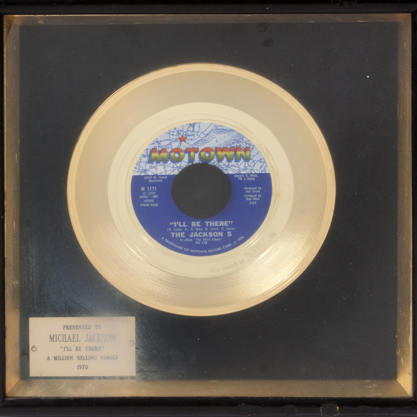 Gold single awarded to Michael Jackson for the Jackson 5's I'll Be There