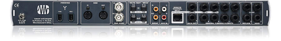 Eight mic amps and 18 channels of ADAT in/output feature.