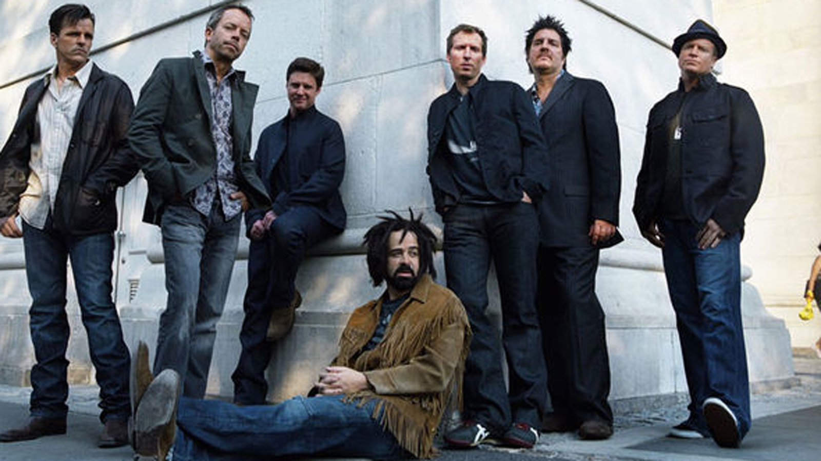 Counting Crows in 2013 - Adam (centre) having a pre-tour sit-down