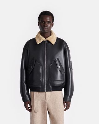 Lude - Bonded Shearling Flight Jacket - Cornstalk/black