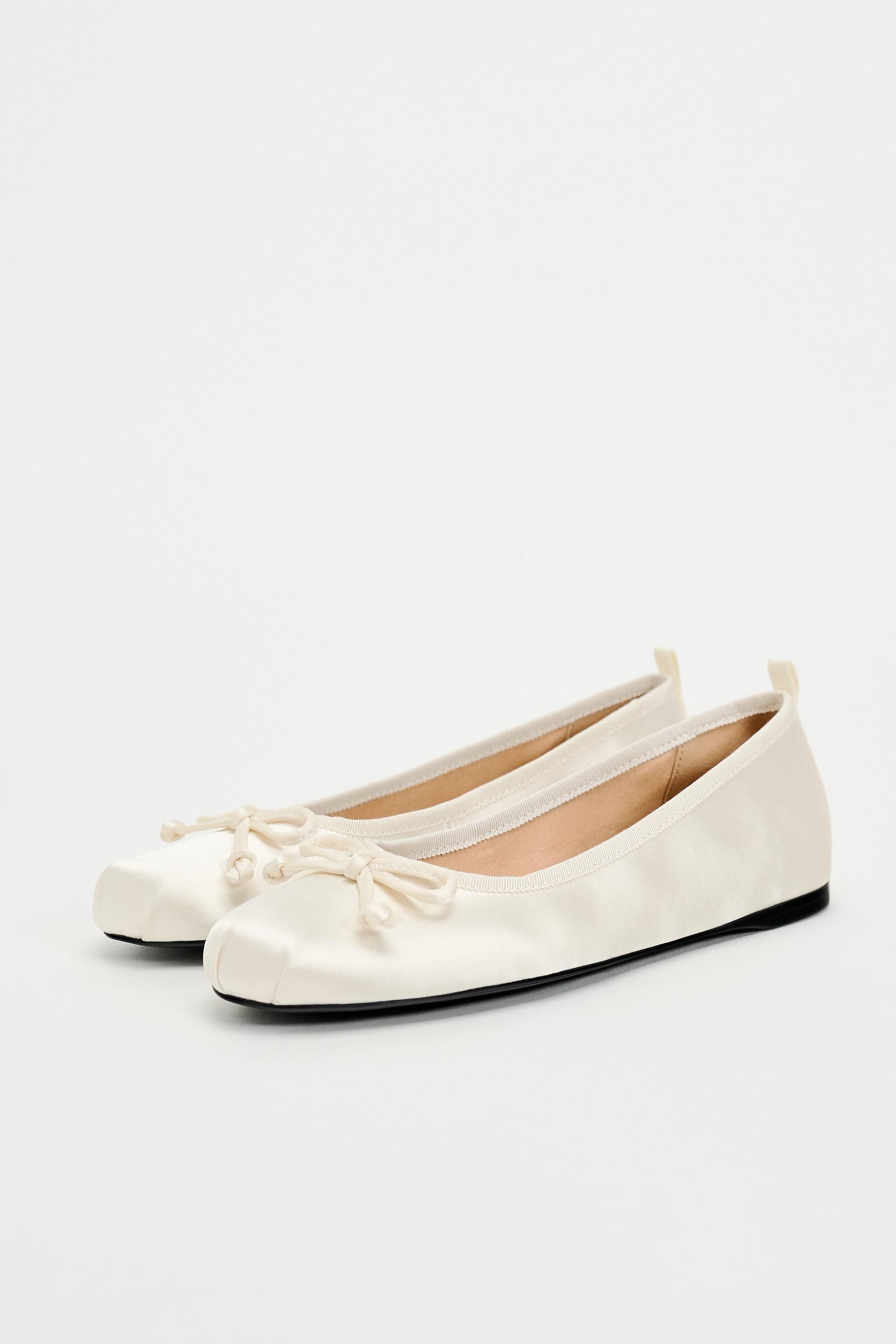 Bow Trim Fabric Ballet Flats
