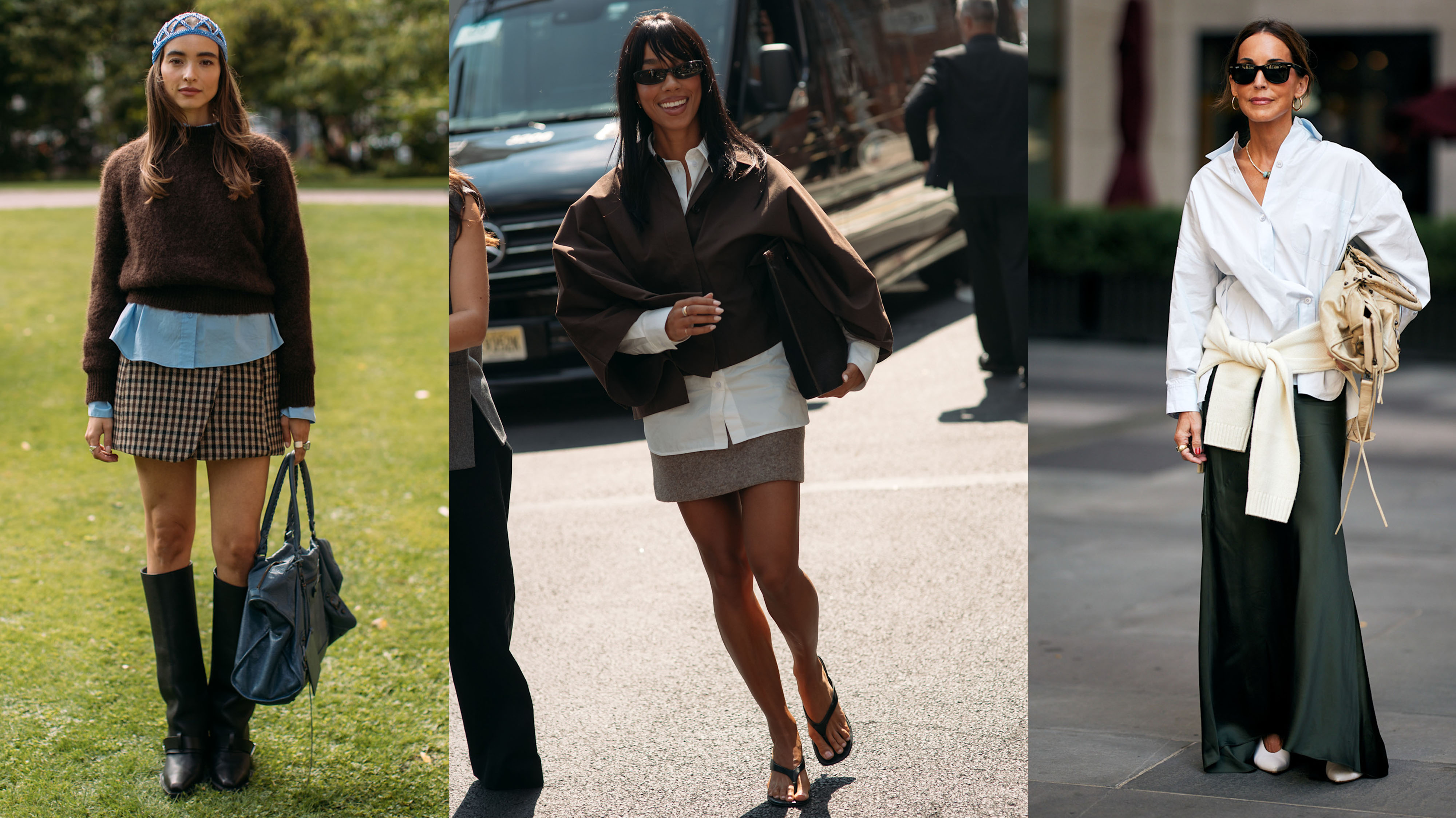 Women in fall outfits.