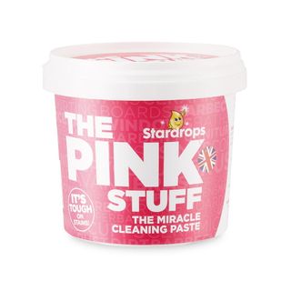 pink cleaning paste with white background