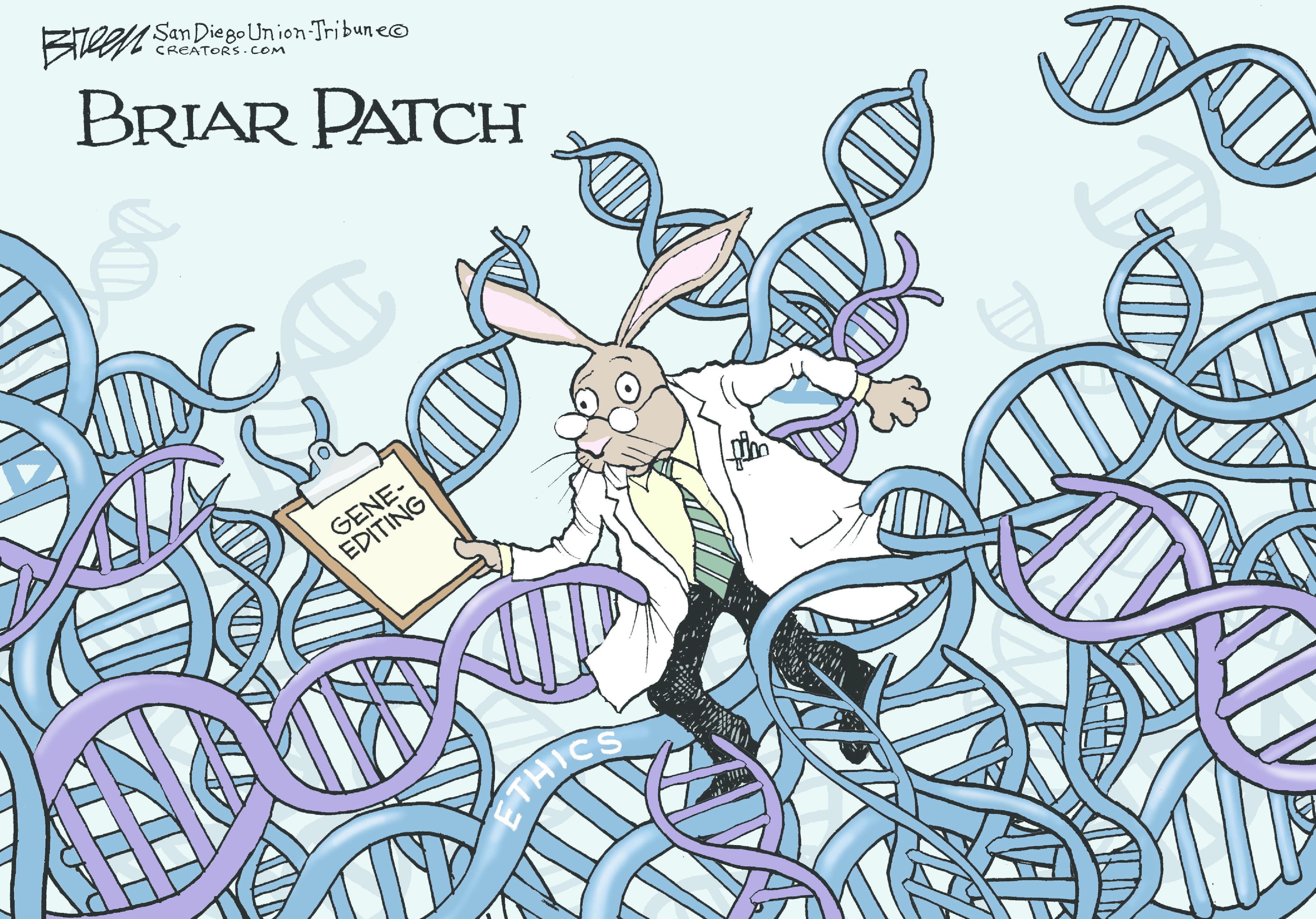 Editorial cartoon U.S. Science ethics gene editing DNA CRISPR briar ...