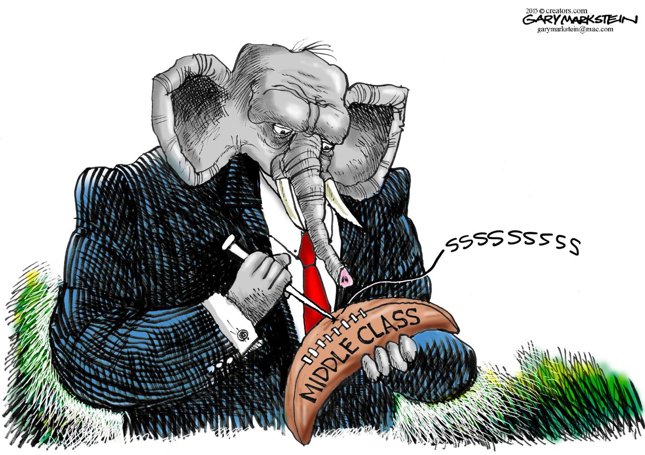 Editorial cartoon U.S. GOP deflating