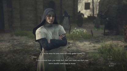 Dragon's Dogma 2 Saint of the Slums abbess Elena talking to Vlasiy