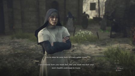 Dragon's Dogma 2 Saint of the Slums abbess Elena talking to Vlasiy