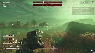 Helldivers 2 Factory Strider far away helldiver aiming cannon