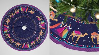 A composite image of a personalised Christmas tree skirt.