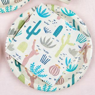 plates and napkins with Cactus motifs