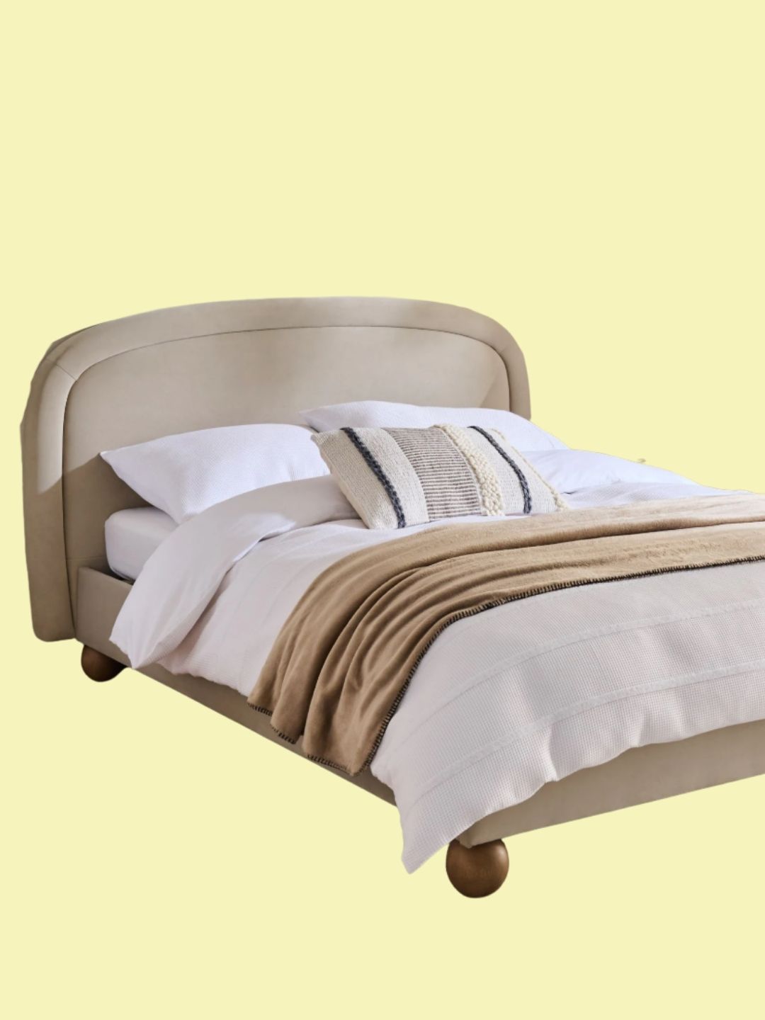 Next, Soft Velvet Pebble Natural Demi Upholstered Ottoman Storage Bed Frame