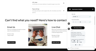 Screenshots of squarespace support
