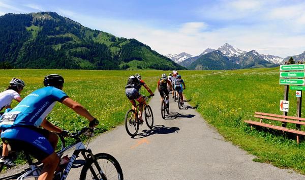 Riders in action during Trans Germany stage 2 from Pfronten to Lermoos.