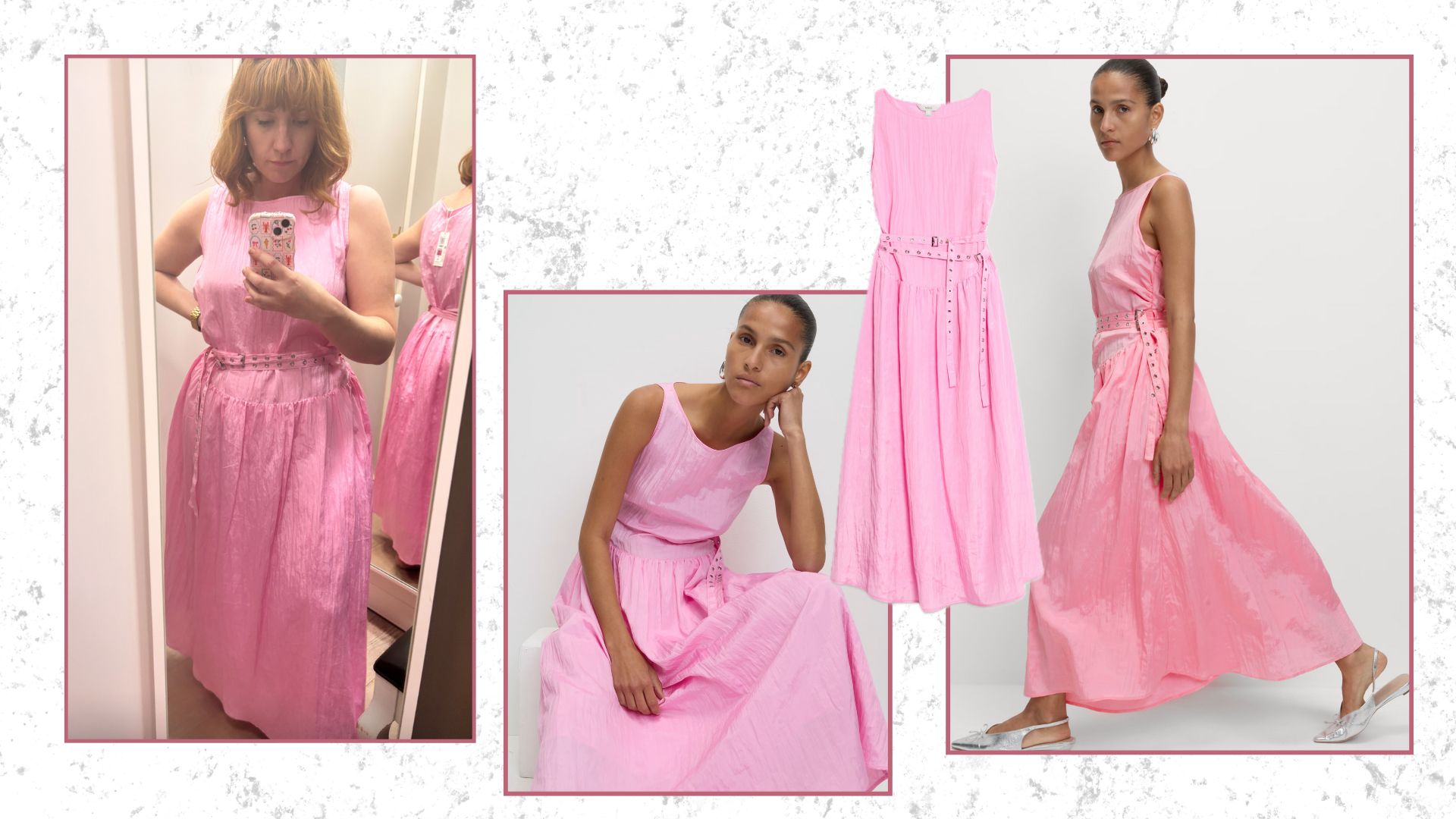matilda and models wearing the M&amp;S pink dress