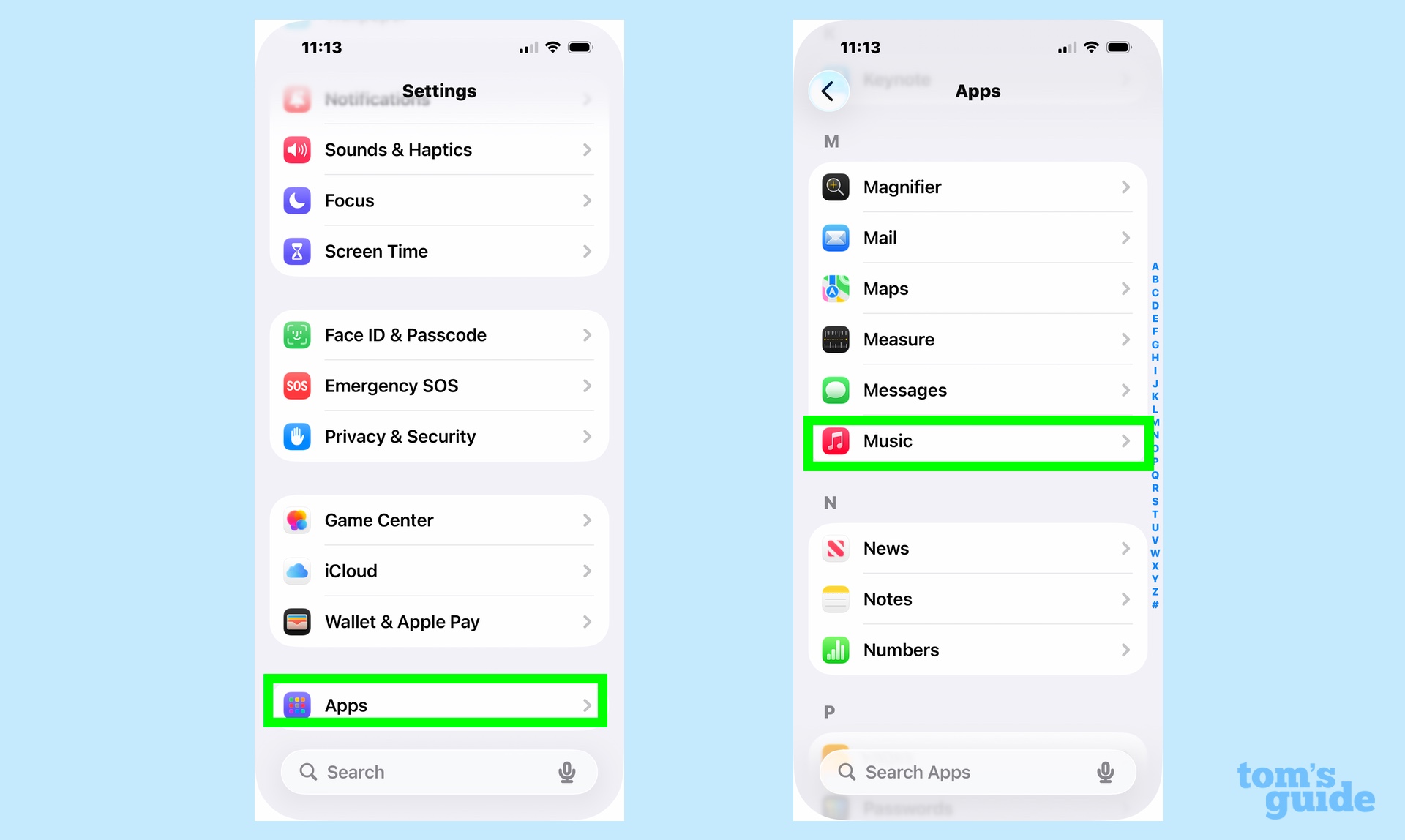 accessing Music app settings in the iOS 26 Settings app