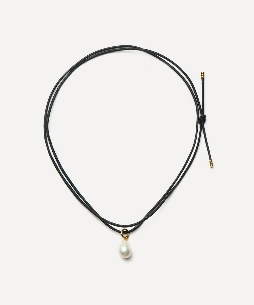 18ct Gold-Plated Vermeil Silver Baroque Pearl Cord Necklace