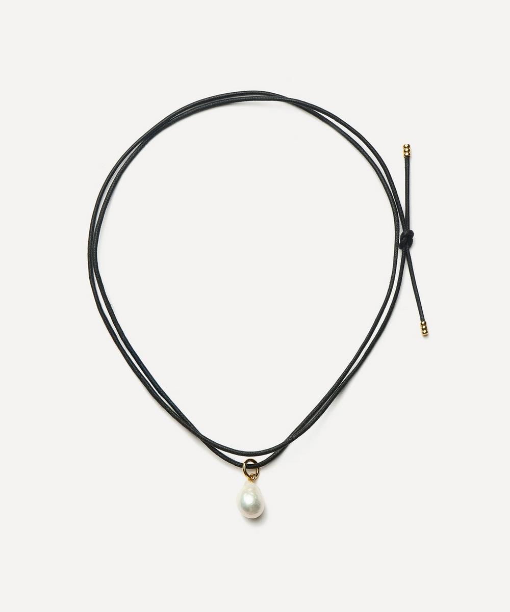 18ct Gold-Plated Vermeil Silver Baroque Pearl Cord Necklace