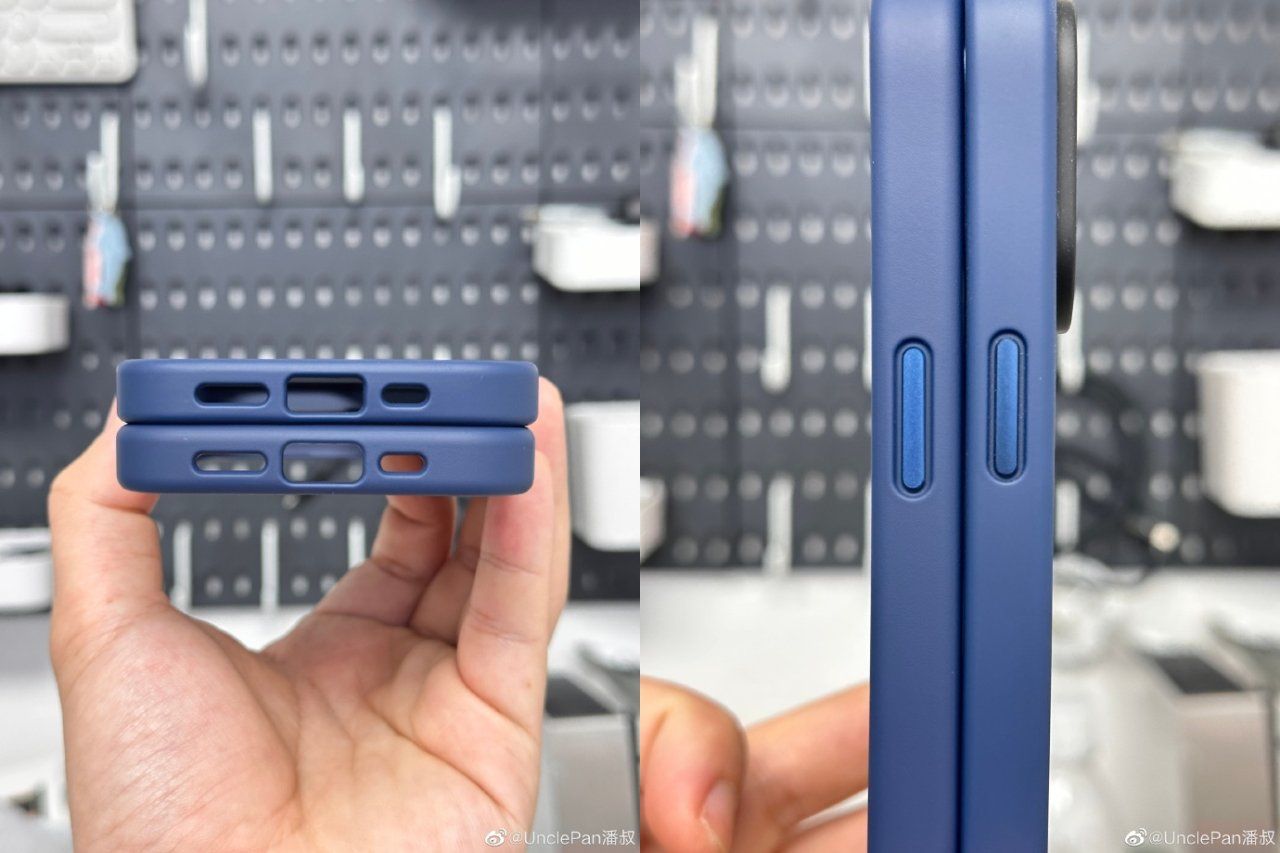 Leaked cases for an iPhone 15 Pro.