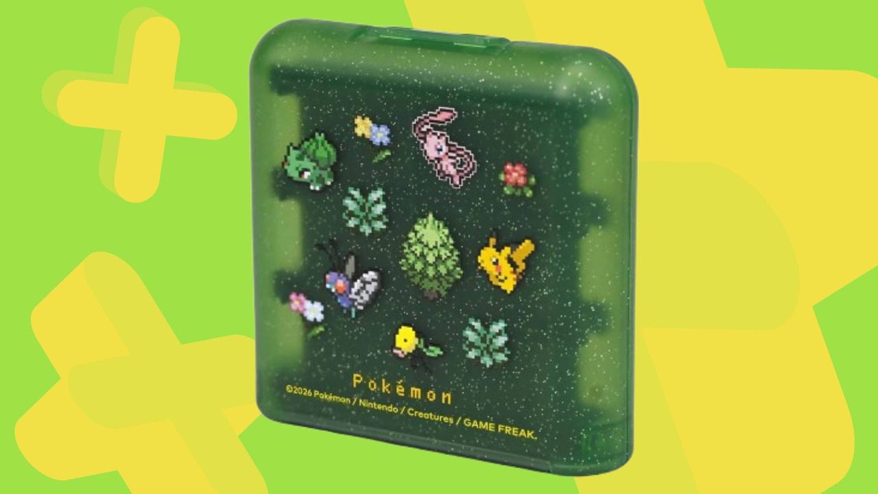 Image of the Hori Pokemon Pixel Green game card case on a green GamesRadar+ background.