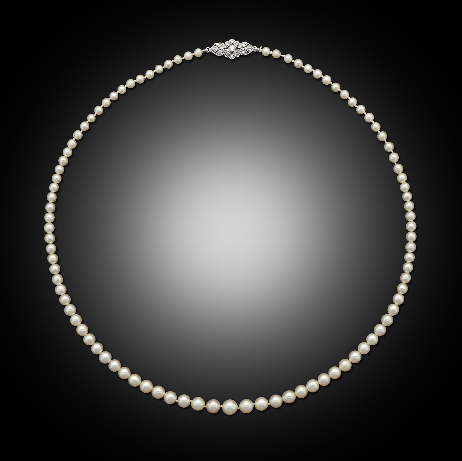 Natural Saltwater Pearl Necklace With Diamond Clasp