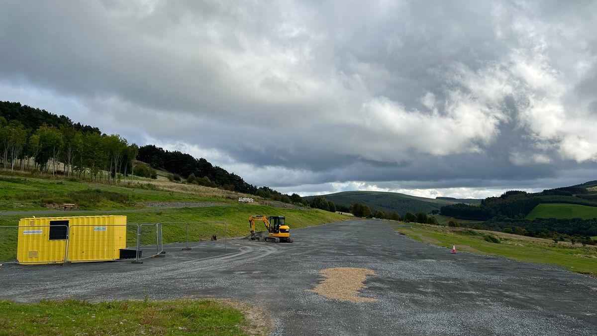 The remains of the start-finish area for the MTB world championships