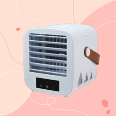 Aldi air cooler on pink background.
