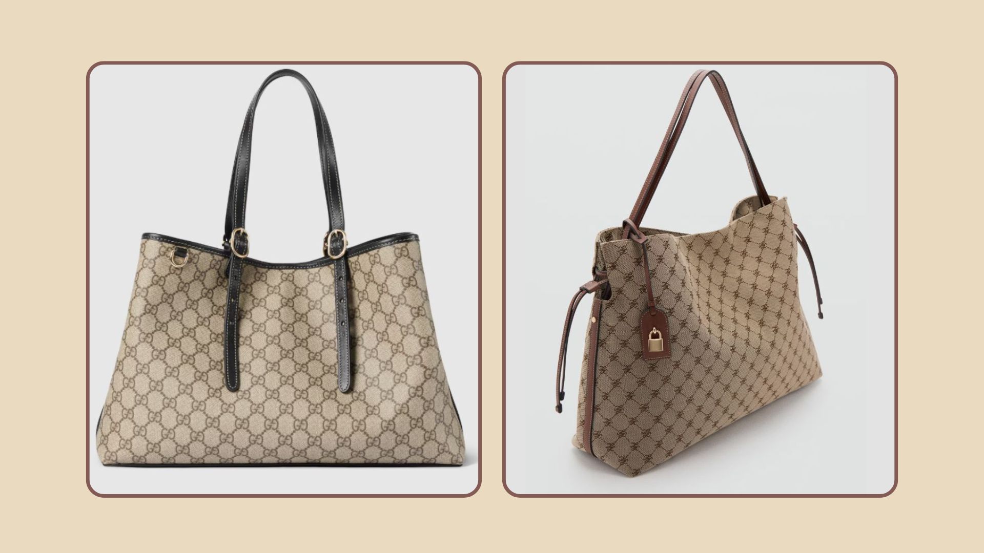Mango's high street lookalike for Gucci's Emblem tote bag