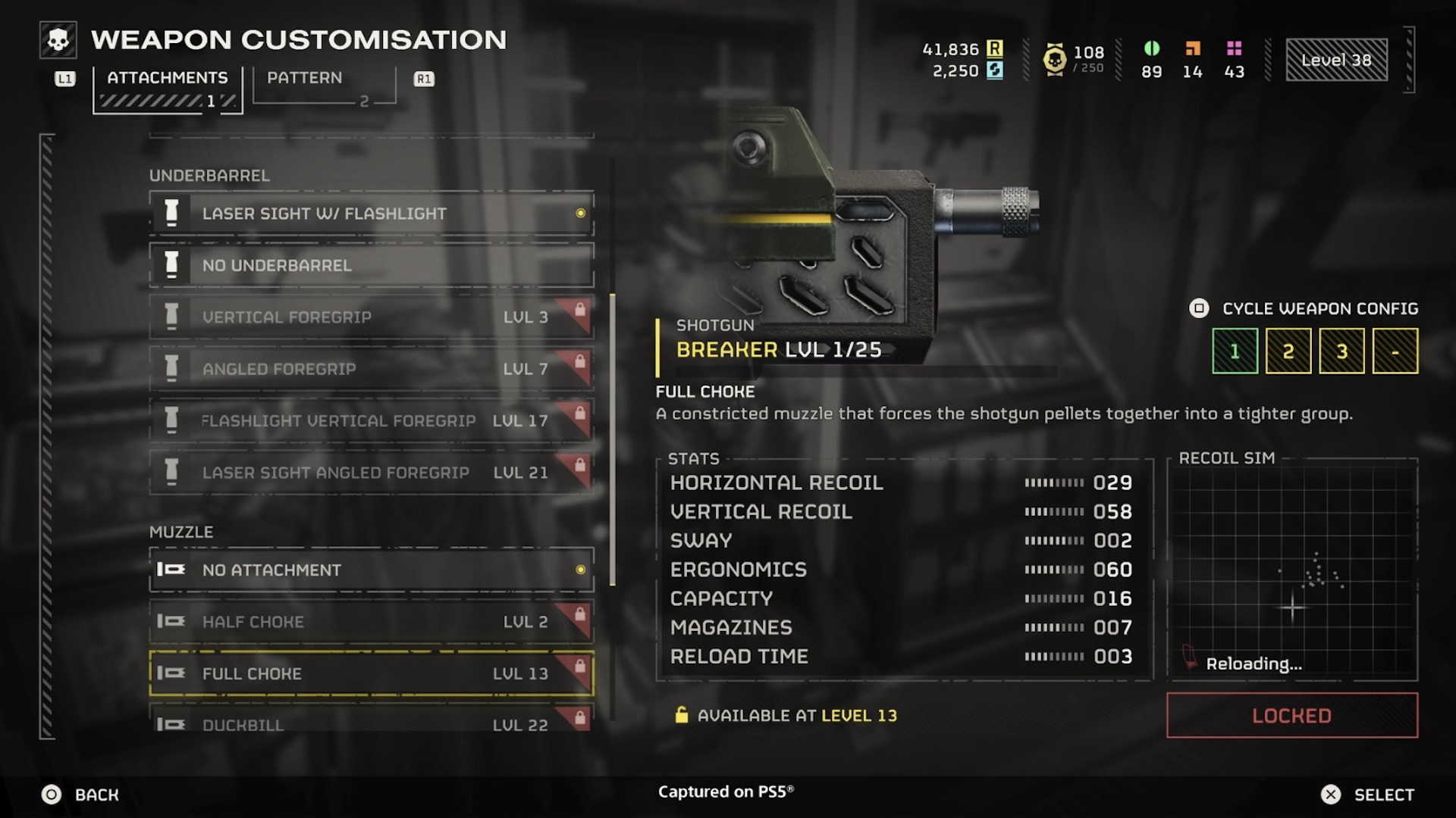 The weapon customization menu in Helldivers 2