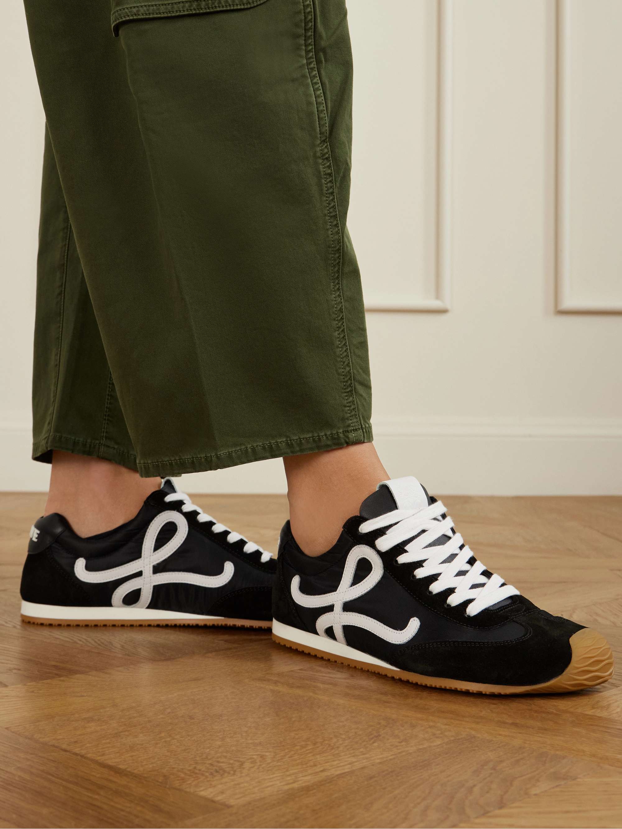 Ballet Runner 2.0 Logo-Appliqu&amp;eacute;d Leather, Shell and Suede Sneakers