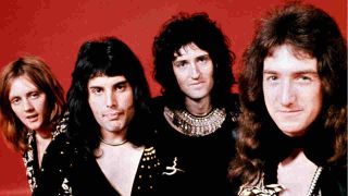 Queen posing for a photograph in the 1970s