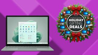 Image of the Surface Laptop 5 with a Holiday deals logo