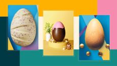 three of the best easter eggs for 2023 on a colourful background