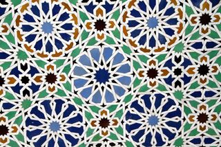 Beautiful tiles from the Alhambra, a palace complex located in Granada, Spain