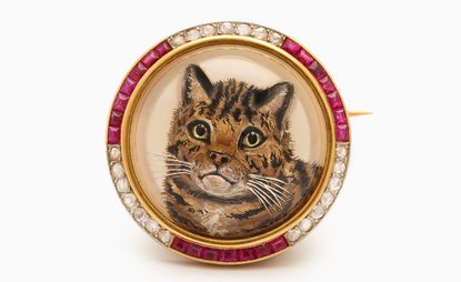 Antique cat brooch